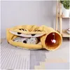 Cat Toys Complapsable съемная туннельная трубка PET Interactive Play Sound Paper Ring Bell для хорьков щенка T200229 Доставка доставки Dhqev