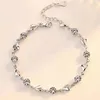 Braccialetti di collegamento Cristalli a forma di cuore di zirconi placcati argento all'ingrosso per i gioielli della festa nuziale del regalo di San Valentino delle donne