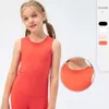 LL Girls Tank Top Sleeveless Ebb Solid Color Children's Tight Sports Moisture Absorbing Quick Drying Girls' Yoga Dance Training Tank Top Fitness Dew