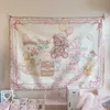 Tapestries anime Cute bear Background Cloth Room Decor Kawaii Pink Tapestry Teen Posters and Prints Garden for Outside 230714