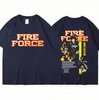 Męskie koszulki anime Force Force Manga Shinra Kusakabe Graphic T-shirts Mężczyźni Kobiety Summer Cotton Casual Oversited Streetwear Tops