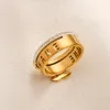 Designer-Marken-Ring mit doppelten Buchstaben, Gold, Edelstahl, Buchstaben-Band-Ringe, Kristall-Strass, modisch, für Damen und Herren, Hochzeitsschmuck, Party-Geschenke, Größe 6/7/8/9