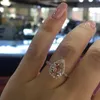 Bröllopsringar Rose Gold Color Ring Pear Shape Antique Engagement Birthstone For Women Löfte Vita smycken Tillbehör 230714