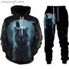 Survêtements pour hommes Wolf 3d Sweat à capuche imprimé Pantalons Costumes Hommes Survêtement Automne Hiver Casual Sweashirt Pull Homme Ensemble De Mode Vêtements Pour Hommes Costume T230714