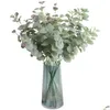 Flores decorativas Guirnaldas Suministros para fiestas Arreglo floral Plantas verdes realistas Follaje de seda Decoración del hogar Euca Dhbeo artificial