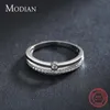Modian Real 925 Sterling Silver Line Fashion Clear CZ Ringen Voor Vrouwen Luxe Sieraden 2021 Bruiloft Accessoires Gift Met doos L230704