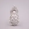 チェーンソリッド999細かい銀の祝福kwan-yinペンダント43mm h amulet