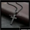 Pendant Necklaces Fashion Stainless Steel Necklace For Men Women Gold Sier Black Link Chain Jesus Cross Prayer Jewelry Cefdh Zi6Pf D Dhtue