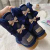 Bottes enfants tout-petits chaussures australien jeunesse botte de neige classique avec des arcs filles Bowknot chaussure enfants hiver chaussures en cuir concepteur