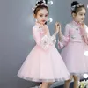 Ethnic Clothing Pink Girls Cheongsam Embroidery Flower Chinese Dress Mandarin Collar Birthday Party Kids Princess Formal277H