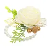 Fiori decorativi Forniture per matrimoni Prom Decor Flower Wristband Bridal Hand Corsage Silk Cloth Bracciale finto Sposo Accessorio per damigella d'onore
