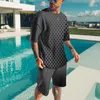 Męski strój męski Summer Summer Shirt Thirt Modna moda 2 -częściowa streetwear 3D Printed Sports Beach Shorts Sportswear 230714