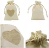 Emballage cadeau 50 pièces mariage bonbons cordon Jute sacs coeur couture noël paquet pochettes 10x14cm fête poche avec étiquettes