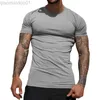 T-shirts pour hommes Sports Fitness Training Slim Fit Strech T-shirts pour hommes d'été à manches courtes O Neck Solid Color Basic Tee Vêtements pour hommes Pull L230713