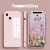 YYDS Luxury Square Square Hedged Glass Phone for iPhone 14 13 11 12 PRO MAX MINI XS XR X 7 8 Plus SE2 SILICONE COVERT L230619