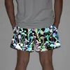 Mäns shorts ankomst reflekterande shorts män natt jogging reflekterar ljus färgglada svamp ins andningsbara sommarkläder Bermuda Masculina 230713