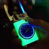 2022 Nouveau Culbuteur Montre Métal Creative Pas De Gaz Bleu Flamme Briquets Jet Butane Torche Coupe-Vent Allume-Cigare Gadgets Cadeau pour Hommes NPRI