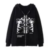 Felpe con cappuccio da uomo Felpe Kpop Gothic Dark Style Cotton Skeleton Hoodie O-Collo Y2k Harajuku 90S GirlS BOY Cerniera oversize Streetwear per uomo Donna 230714