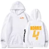 Herrtröjor tröjor McLaren hoodie Lando Norris 4 brevtryck Menskläder sportkläder Trend Spring Overized Sweatshirt Lounge Wear Casual Tops 230713