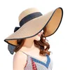 Wide Brim Hats Fashion Folable Women's Sun Protection Straw Hat Floppy Summer UV Beach Cap Lady Travel