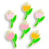 Charms 10pcs 12 23mm Tulip Flowers Metal Drop Oil Plant Pingentes DIY Brinco Pulseira Colar Chaveiro Jóias Fazendo Descobertas