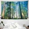 Tapisseries dôme caméras forêt arbres paysage tapisserie oiseau rivière lumière du soleil tenture murale Style bohème érable forêt scène décor à la maison