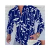 Men'S Casual Shirts Mens 2021 Punk Style Silk Satin Digital Printing Male Slim Fit Long Sleeve Flower Print Party Shirt Tops Drop De Dh5Vf