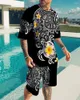 남성용 트랙복 여름 세트 캐주얼웨어 티셔츠 반바지 스포츠 정장 스페이드 성격 패션 트렌드 크리에이티브 3D