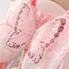 Abiti da ragazza Summer Girls 'Princess Party Birthday Dress Back Bow Wings Fairy Strap Ricamato Butterfly Mesh 230713