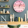 Horloges murales Grain de bois bonbon rose horloge salon décor à la maison grand rond muet Quartz Table chambre décoration montre