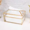 Tissue Boxes Napkins Rectangular Brass Glass Facial Tissue Box Napkin Holder Clear / Mirror Type for Home Office Car Automotive Decoration R230714