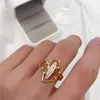 Kinel New Curve Women Women Rings 585 Rose Gold with Micro Wax Inlay Natural Zircon Tercon Bride Ring Fashion Fashion Jewelry L230704