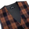 Mäns västar Hi-Tie Orange Multi Viscose Mens Vest Jacquard Check Waistcoat ärmlös jacka för manlig designer bröllopsföretag Hög kvalitet