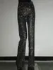 Женские брюки роскошные бриллианты женщины широкие брюки для брюки с рыбки хрустальный страт.