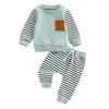 Ensembles de vêtements pour tout-petit bébé garçon 2pcs pantalons d'automne vêtements à manches longues plaquettes et cordon de cordon