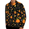 Herenpolo's Spooky Halloween Print Casual poloshirt Dansende skeletten T-shirts Lange mouw Grafisch Herfst Grappig Oversized kleding Cadeau