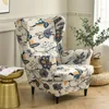 Chair Covers Geometrically slotted arm king back wing chair cover jacquard spandex elastic slider Office chair fashion 2-piece set 230713