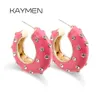 Ear Cuff KAYMEN Arrivals C Shape Hoop Stud Earrings For Girl Enameled Colorful Statement Costume Fashion Jewelry 230714