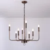 Lustres Moderno Rústico Cobre Vela Candelabro Candelabro 8-Light E14 Soquete Simples Corrente Elegante Para Jantar Sala De Estar Foyer