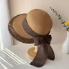 Wide Brim Hats Korea Summer Sunscreen Big Sun Hat Seaside Vacation Beach Straw Women's Bow Lace Casual Dome Cap Mujer