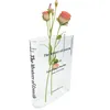 Objets décoratifs Figurines Clear Book Flower Vase for Flowers Clear Bookshelf Decor for Floral Arrangement Home Decorations 230713