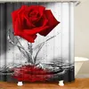 Shower Curtains 3D Blue Red Pink Rose Print Shower Curtain Bathroom Bathing Screen Fabric Bath Floral Curtain with Kitchen Home Decor