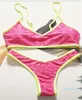 Schwimmen Tragen Gleitet Badeanzug Bikini Set Frauen Zwei-stück Bademode Mit Pads Badeanzüge Kleinen Buchstaben Sexy Candy Farbe