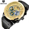 Benyar Brand Luxury Chronograph Sport Mens الساعات العسكرية العسكرية للماء الكوارتز ساعة Clock Relogio Massulino188C