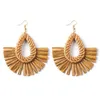 Stud Bohemian Raffia Woven Earrings Vintage Geometry Summer Beach Vacation Fan Rattan Ladies Jewelry Gifts 230714