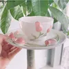 Tigelas Tulipa Alívio Estilo Japonês Fofo Tigela de Cerâmica Macarrão Xícara de Café Bolo Sobremesa Prato Café da Manhã Leite Utensílios de Mesa para Uma Pessoa