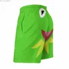 Herenshorts Sneldrogend zomer heren strand boardshorts heren gym shorts kikker show marionet cartoon schattige geek nerd film Z230714