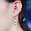 Boucles d'oreilles pendantes naturel véritable rubis longue goutte boucle d'oreille en argent Sterling 925 3 3mm 0.15ct 10 pièces pierres précieuses bijoux fins X219713