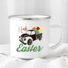 Tassen Frohe Ostern Kreative Emaille Kaffeetassen Cartoon LKW Kaninchen Ei Getränk Saft Tassen Outdoor Camping Reise Wasserbecher Ostergeschenke R230713