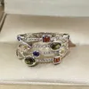 Echte S925 Stempel Zilveren kleurenringen voor vrouwen Hollow Engagement Ring Bijoux Bague Gift Sterling Plata Wedding Jewelry L230704